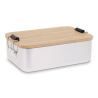 Aluminiowy jednokomorowy lunchbox z bambusową pokrywką - LT90456