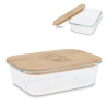 Praktyczny szklany lunchbox z bambusową pokrywką, 1 L - LT90457
