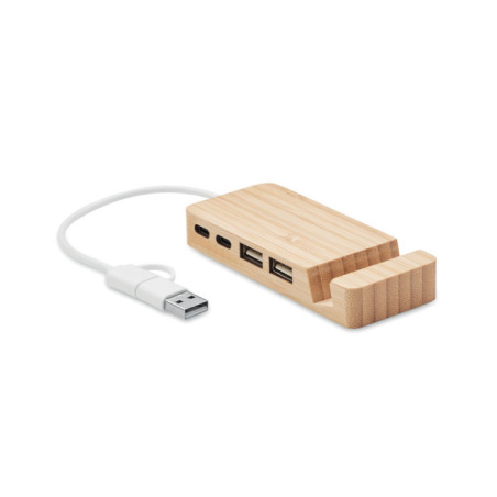 4-portowy bambusowy hub USB - MO2144 (MOCN#40)