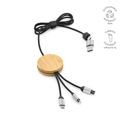 Kabel z bambusa i recyklingowanego plastiku PET, łączy USB-A, USB-C, Micro- USB, Lightning - ABC004