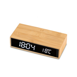Ładowarka indukcyjna z zegarem i termometrem Conti brązowy - R22115 (gadzety reklamowe)