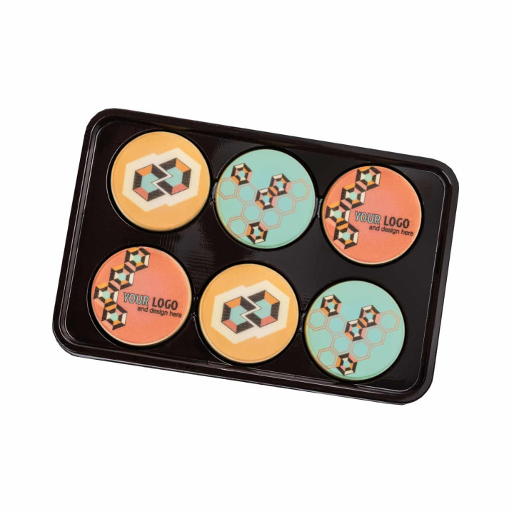 Zestaw czekoladowych medali z nadrukiem choco circle 6 sztuk - SLOD-0415