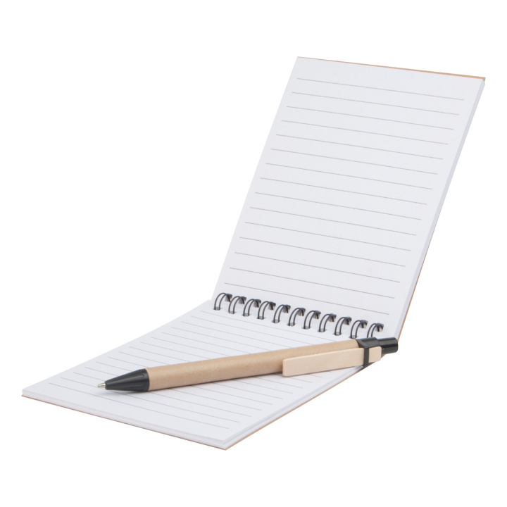 Notes spiralny z papieru z recyklingu z 60 kartkami w linie - AP731464 (gadzety reklamowe)