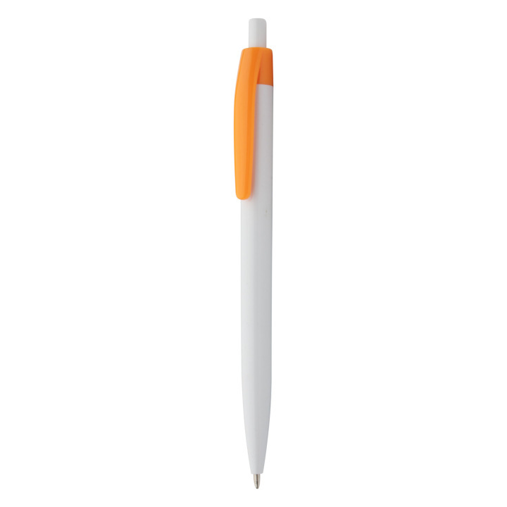 Plastikowy długopis z białym korpusem i kolorowym klipsem - AP809364 (ANDA#03)