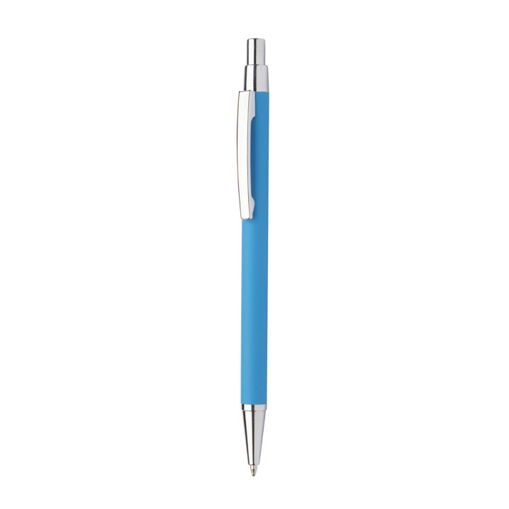 Aluminiowy długopis z gumowanym wykończeniem i niebieskim wkładem - AP845173 (ANDA#06V)