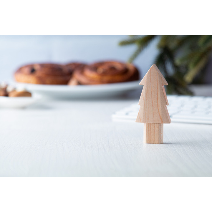 Drewniany pendrive USB w kształcie choinki - AP897088 (ANDA#)