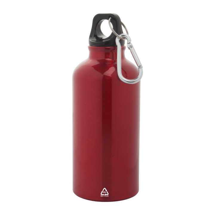 Butelka aluminiowa z recyklingu z karabińczykiem, 400 ml - AP800542 (ANDA#05)