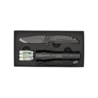 Mezus Knife set with flashlight black - R17569 (gadzety reklamowe)