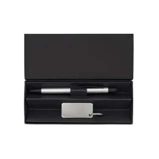Couple pen and keychain gift set silver - R02326 (gadzety reklamowe)
