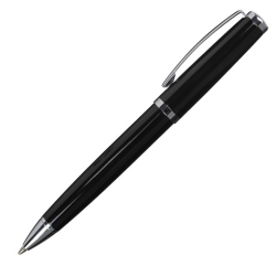 Czarny metalowy długopis z chromowanymi błyszczącymi wykończeniami - R04291