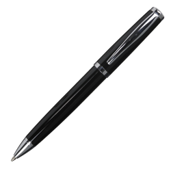 Czarny metalowy długopis z chromowanymi błyszczącymi wykończeniami - R04291