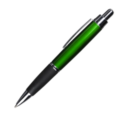 Solidny długopis plastikowy z gumką i metalową skuwką - R73352