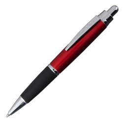 Solidny długopis plastikowy z gumką i metalową skuwką - R73352