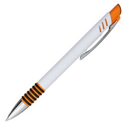 Plastikowy długopis z metalową skuwką - R04433