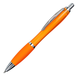 Plastikowy długopis z kolorowym transparentnym korpusem - R73353
