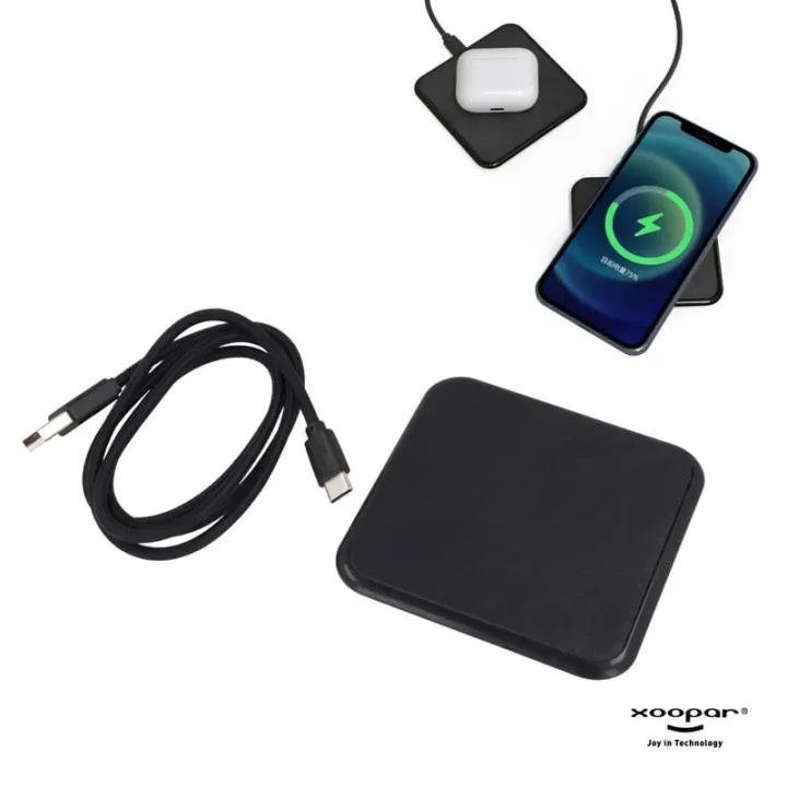 Wireless charger covered in recycled leather - LT41506 (gadzety reklamowe)