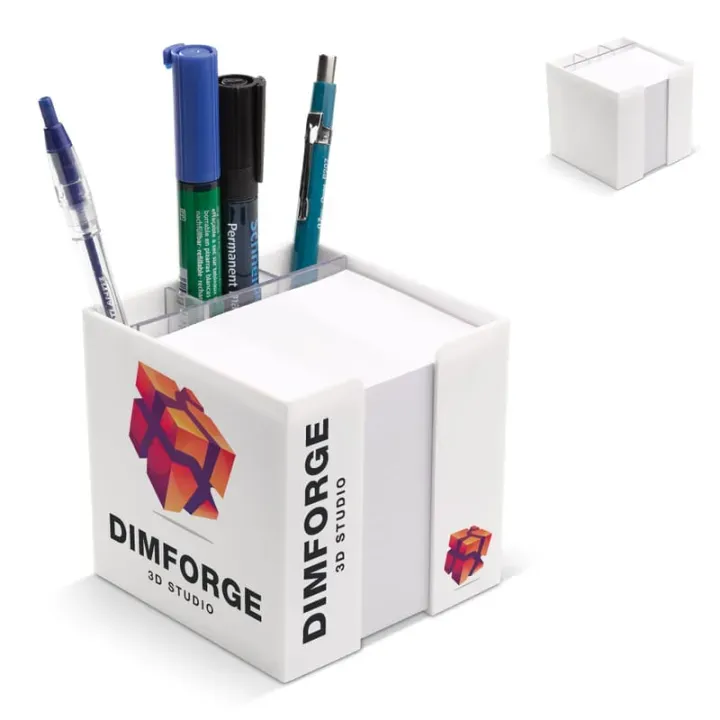 Blok 10x10x10cm FSC w pudełku kostkowym z przegródkami na artykuły biurowe - LT91767 (gadzety reklamowe)