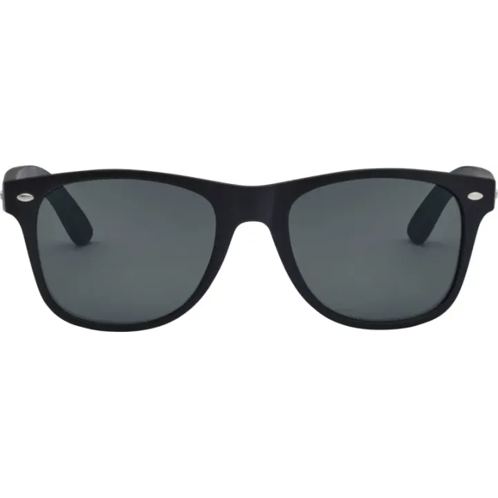 Okulary przeciwsłoneczne w stylu retro z bambusowymi zausznikami - 12705490