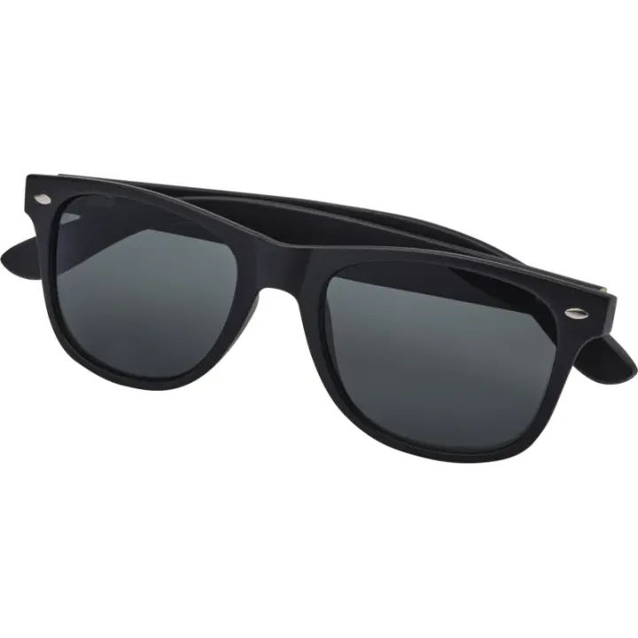 Okulary przeciwsłoneczne w stylu retro z bambusowymi zausznikami - 12705490