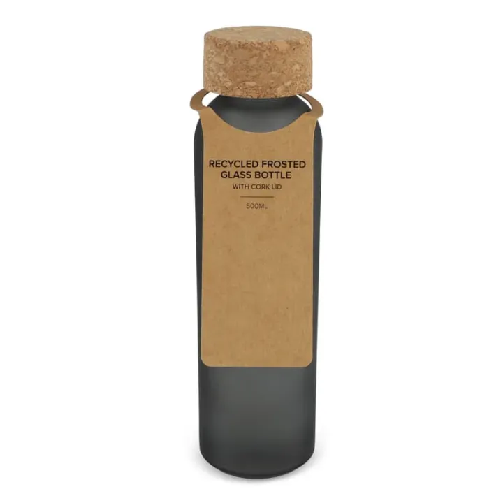 Matowa szklana butelka z recyklingu z korkiem 500ml - LT98880 (N5402)