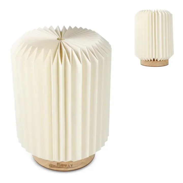 Coollux składana papierowa lampa LED Aurora na drewnianej podstawie, 22 cm - LT40725 (gadzety reklamowe)