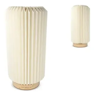 Składana papierowa lampa LED Coollux Aurora Tall na drewnianej podstawie, 32 cm - LT40726 (gadzety reklamowe)