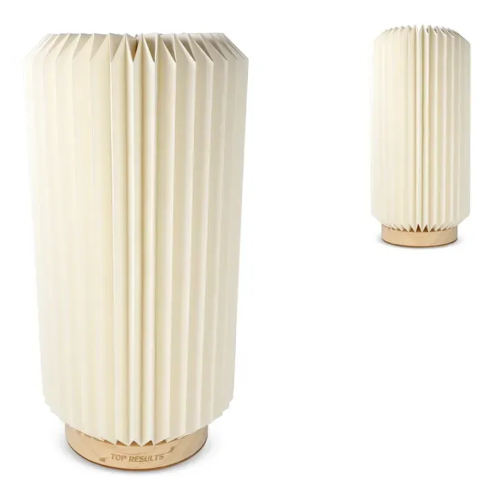 Składana papierowa lampa LED Coollux Aurora Tall na drewnianej podstawie, 32 cm - LT40726 (gadzety reklamowe)