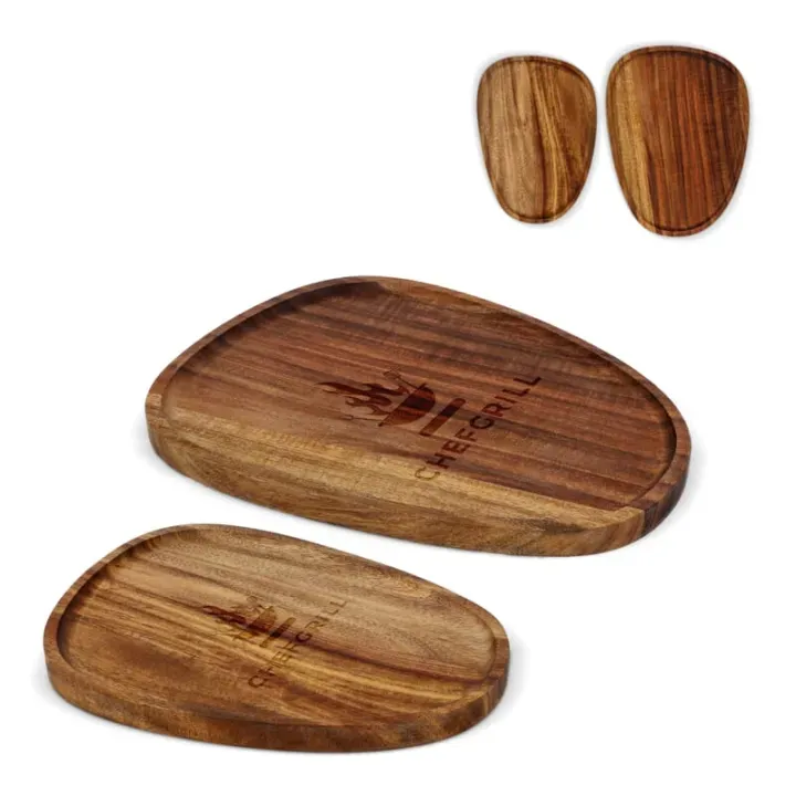 2-pak drewnianych tacek InSideOut o organicznym kształcie - LT57206 (gadzety reklamowe)