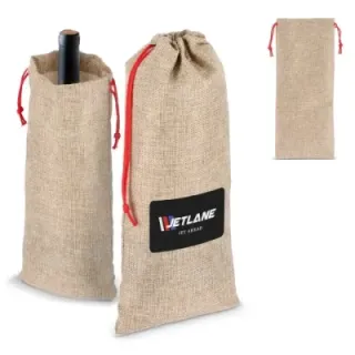 Torebka na wino w stylu juty 14x34cm - LT90277 (gadzety reklamowe)