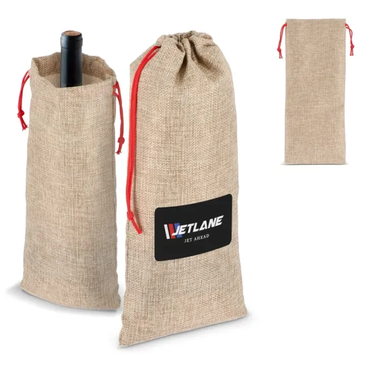 Torebka na wino w stylu juty 14x34cm - LT90277 (gadzety reklamowe)