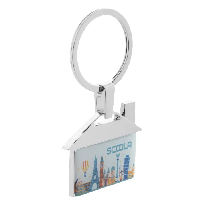 Metalowy brelok w kształcie domu w czarnym kartonowym pudełku - AP873016