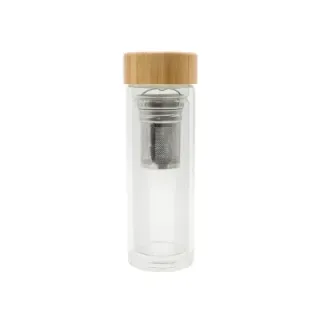 Dwuścienna butelka z zaparzaczem 400 ml Helen transparentny - R08210 (gadzety reklamowe)
