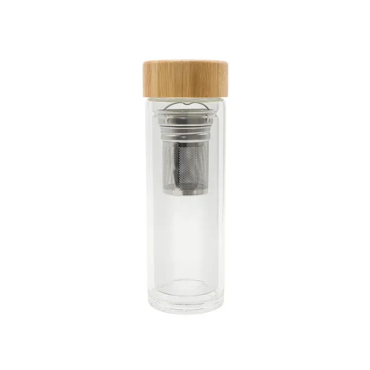 Dwuścienna butelka z zaparzaczem 400 ml Helen transparentny - R08210 (gadzety reklamowe)