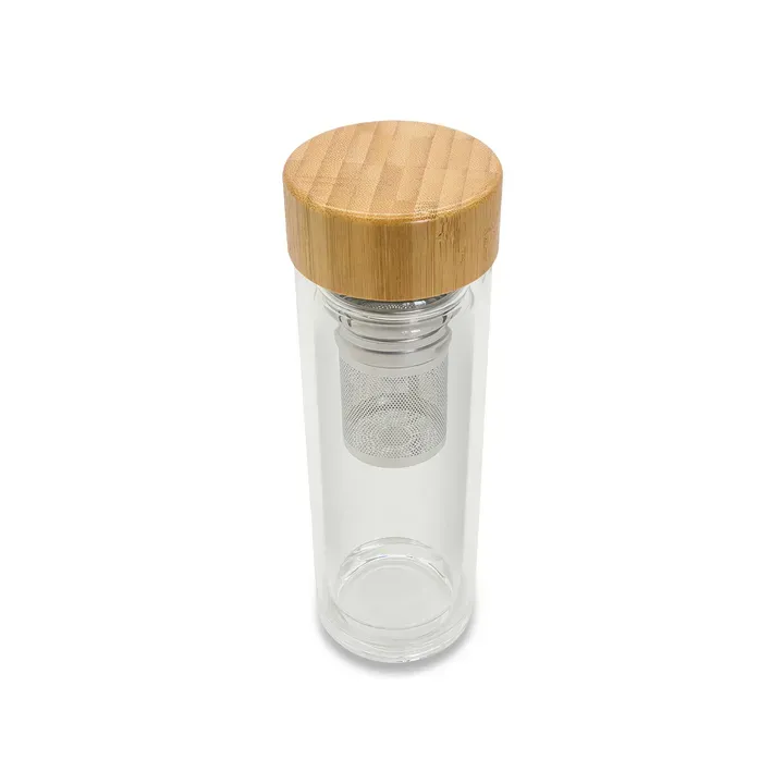 Dwuścienna butelka z zaparzaczem 400 ml Helen transparentny - R08210 (gadzety reklamowe)