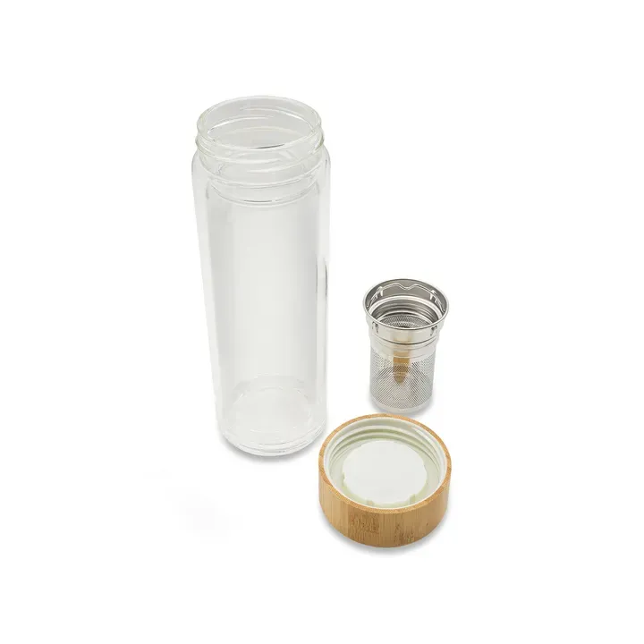 Dwuścienna butelka z zaparzaczem 400 ml Helen transparentny - R08210 (gadzety reklamowe)