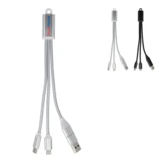 Kabel ładujący 2 w 1 USB-A/C do USB-C i Lightning, aluminiowy - LT95664 (gadzety reklamowe)