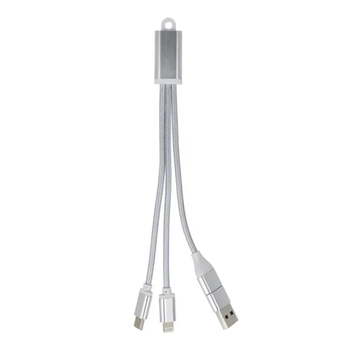Kabel ładujący 2 w 1 USB-A/C do USB-C i Lightning, aluminiowy - LT95664 (N0005)