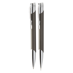 Aluminiowy zestaw długopisów z matowym wykończeniem i chromowanymi częściami - AP805979