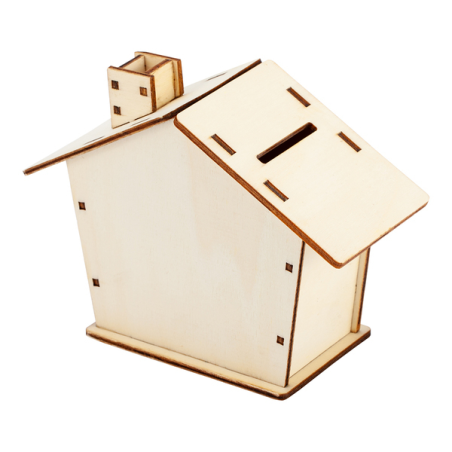 Drewniana skarbonka w kształcie domku - R91023