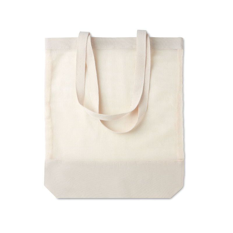 Siatkowa bawełniana torba na zakupy z długimi uchwytami - MO9814