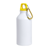 Biała, aluminiowa butelka sportowa z kolorową pokrywką i karabińczykiem - AP721530