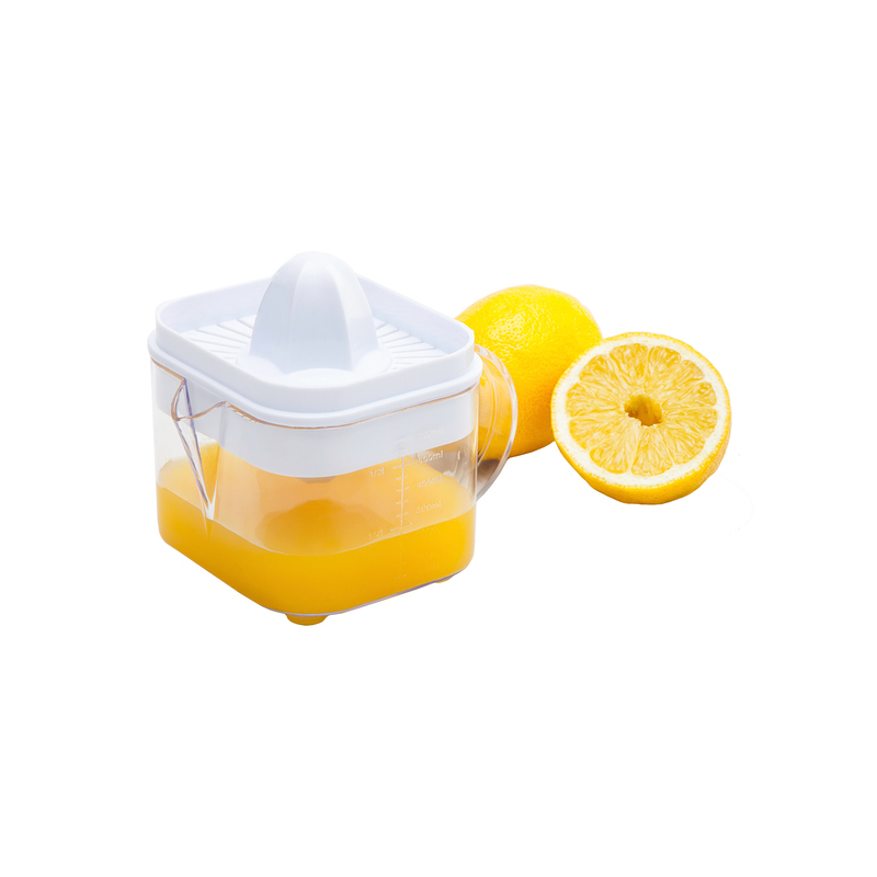 Pojemnik z wyciskarką do pomarańczy oraz wyciskarką do cytryn o całkowitej pojemności 600 ml - R08280