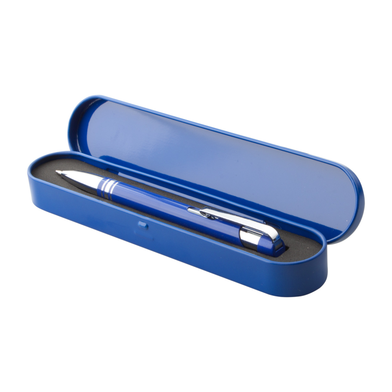 Aluminiowy długopis z chromowanymi wykończeniami w metalowym pudełku - AP805964