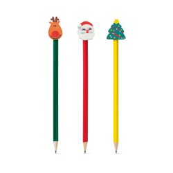 Naostrzony ołówek zakończony gumką w kształcie świątecznych symboli - ST 91943