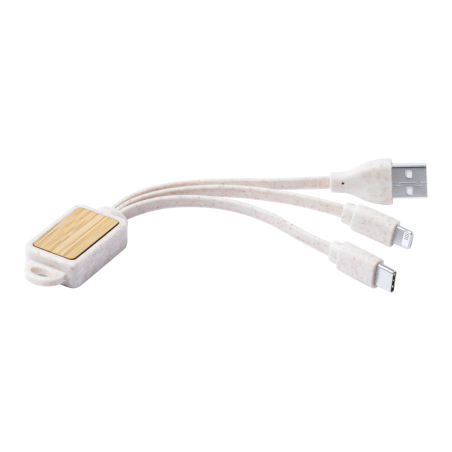 Kabel USB - brelok z bambusa i ekologicznego plastiku ze słomy pszenicznej  - AP721822