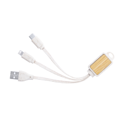 Kabel USB - brelok z bambusa i ekologicznego plastiku ze słomy pszenicznej  - AP721822