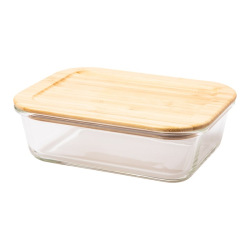 Szklany lunch box z bambusową pokrywką - R08443