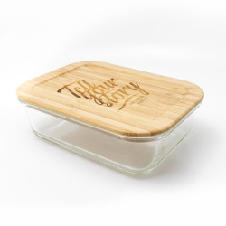 Szklany lunch box z bambusową pokrywką - R08443