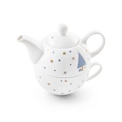 Porcelanowy zestaw do herbaty ze świątecznym nadrukiem - ST 94954