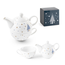Porcelanowy zestaw do herbaty ze świątecznym nadrukiem - ST 94954